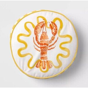 Threshold 16” Round Outdoor Throw Pillow Yellow Lobster Patio Cushion NEW